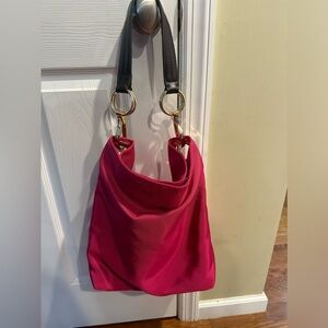 Pink bag beautiful nylon and leather bag